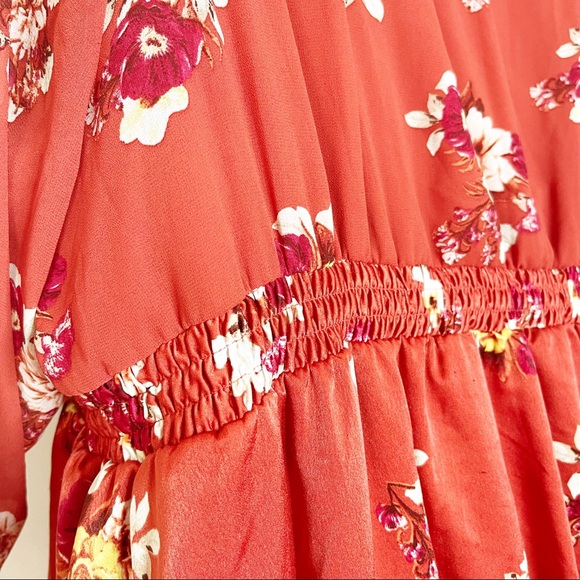 Torrid Burnt Orange Puff Balloon Sleeve Floral Dress Plus Size 30 - Picture 8 of 15